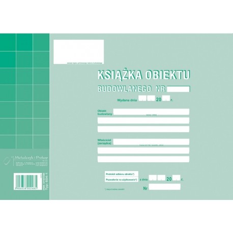 Druk Książka Obiektu Budowlanego A4 604-1