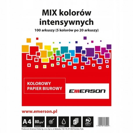 PAPIER KSERO A-4 KOLOR MIX INTENS.100K EMERSON