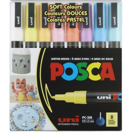 MARKER PLAKATOWY POSCA ZESTAW 8 SZTUK PC-3M PASTEL