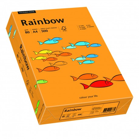 PAPIER KSERO A-4 COLOR 24 POMARAŃ. 80G Rainbow