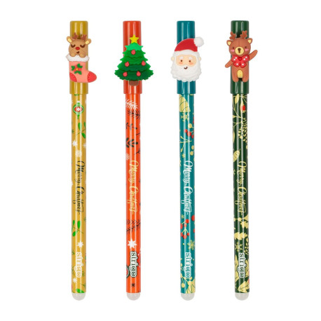 Długopis ścieralny STRIGO ze skuwką z serii Christmas - Miś, Skarpeta, Mikołaj, Choinka SSC2000