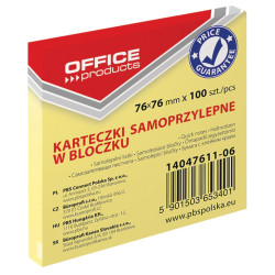 Notes Samoprzylepny OFFICE PRODUCTS 76x76mm Żółty 14047611-06