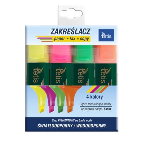 Zakreślacz 4 Kolory TETIS KW015-M4