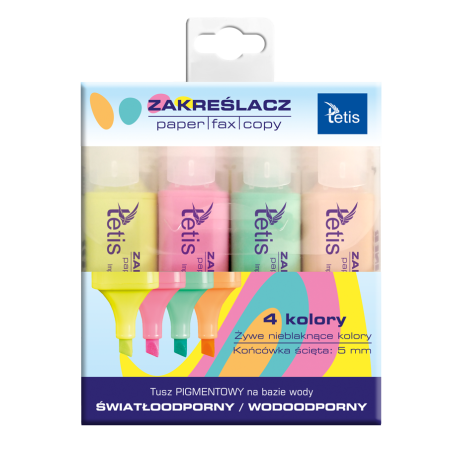 Zakreślacz 4 Kolory TETIS KW020-M4