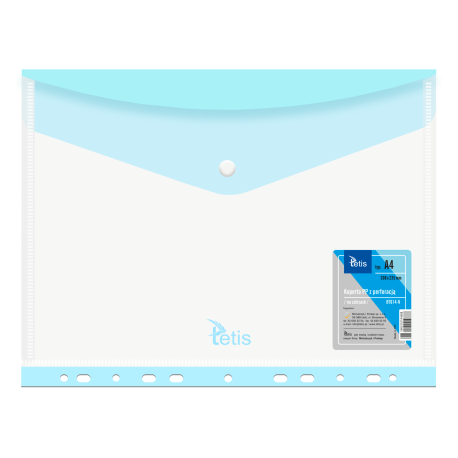 Koperta na Zatrzask A4 PP z Perforacją Niebieska BT614-N