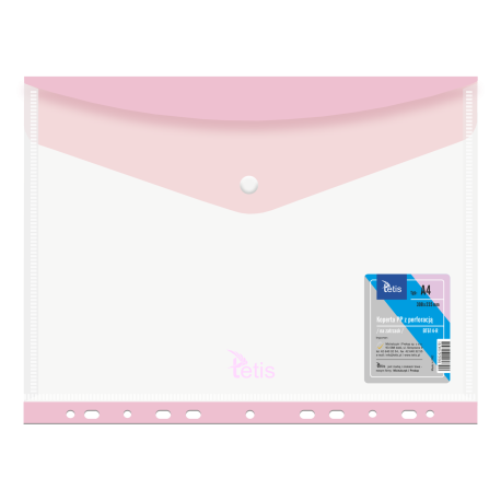 Koperta na Zatrzask A4 PP z Perforacją Różowa BT614-R