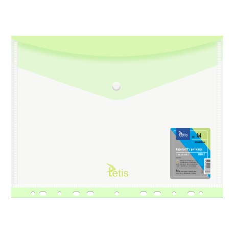Koperta na Zatrzask A4 PP z Perforacją Zielona BT614-Z