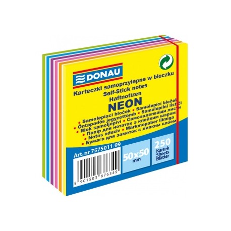Notes Kostka Samoprzylepna 50x50 Neon-Pastel DONAU 11 warstw