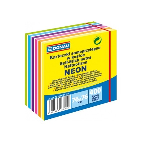 Notes Samoprzylepny 76x76 Pastel-Neon 400k DONAU