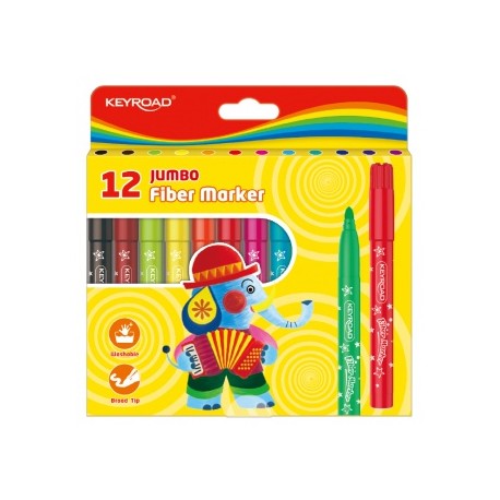 Flamastry 12 kolorów JUMBO KEYROAD